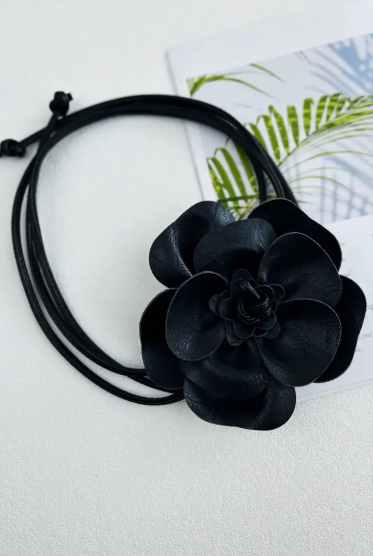 Leather Flower Pendant Layered Belt