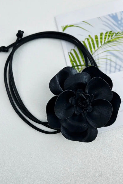 Leather Flower Pendant Layered Belt