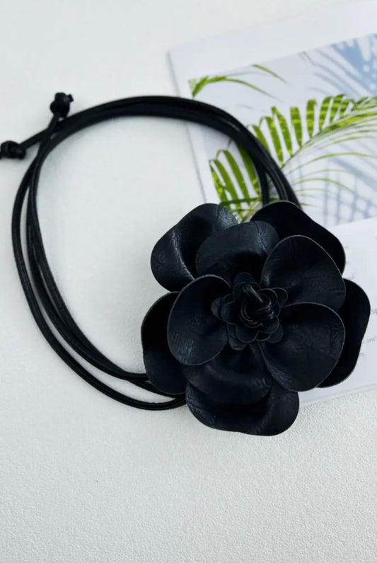 Leather Flower Pendant Layered Belt