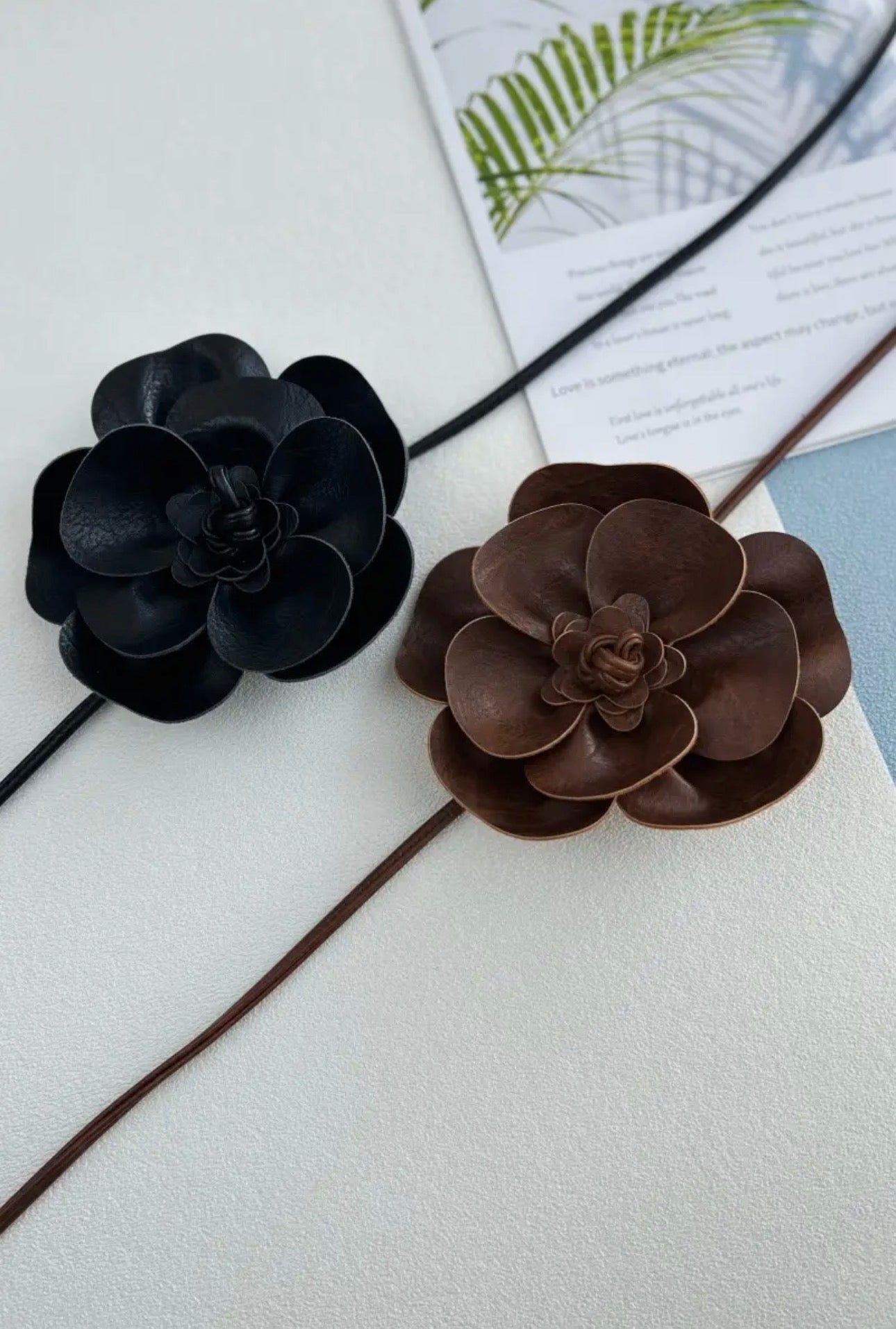 Leather Flower Pendant Layered Belt