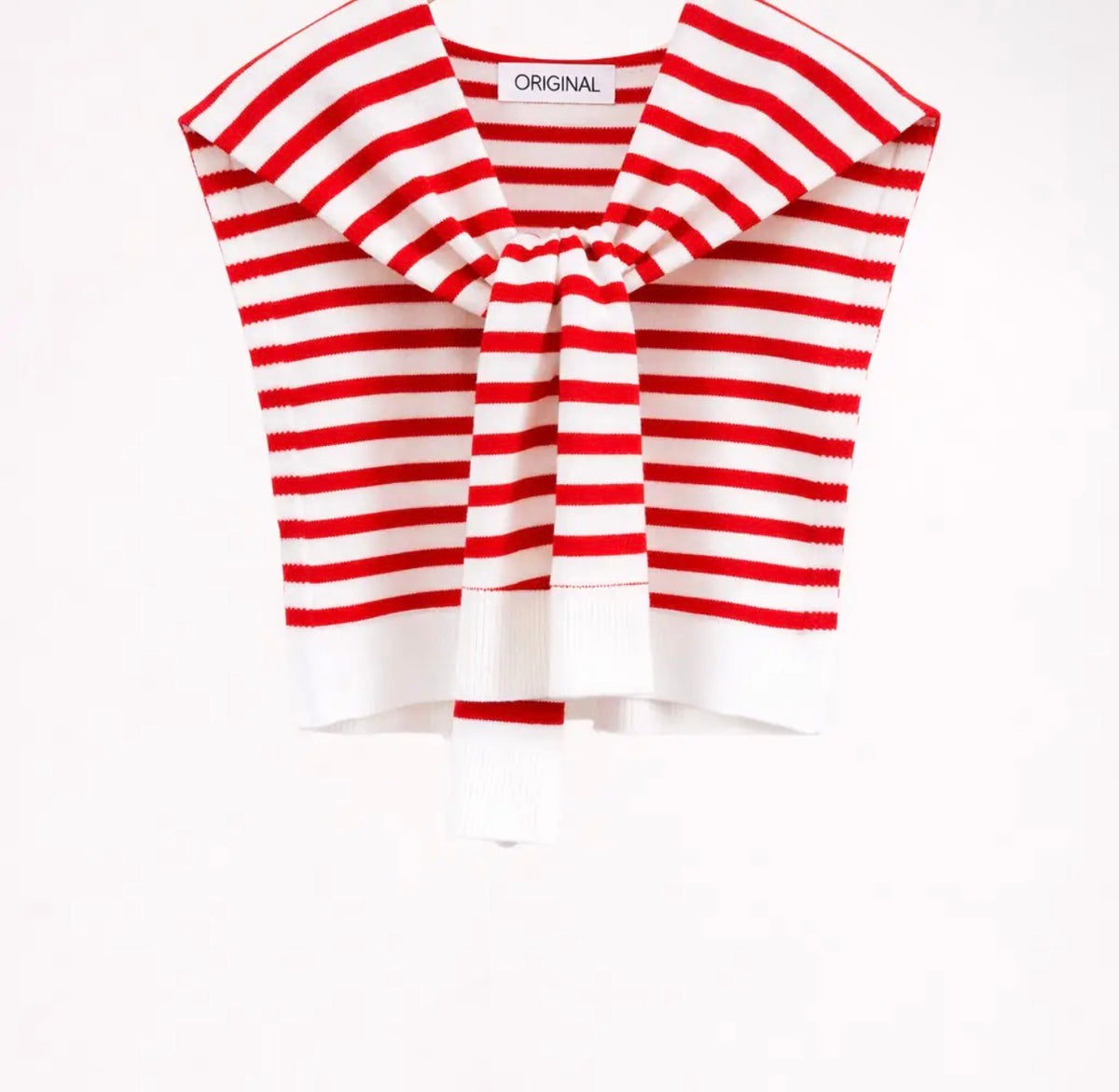 Red/White Stripe Mock Sweater Wrap