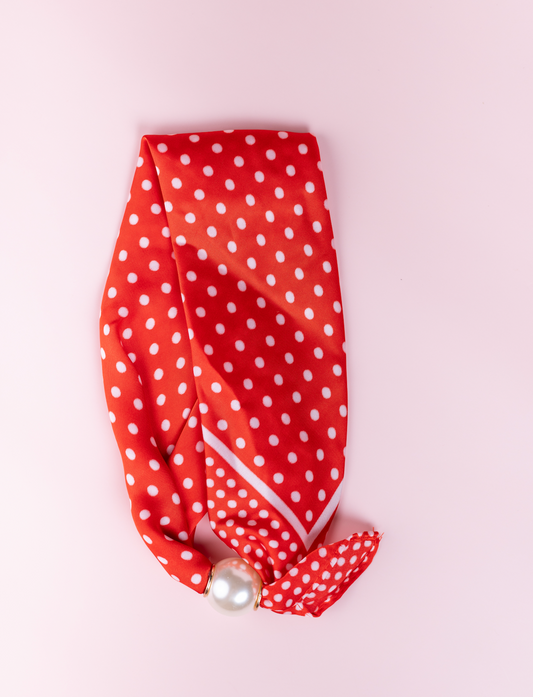 She Has Style Scarf - Red & White Polka Dot
