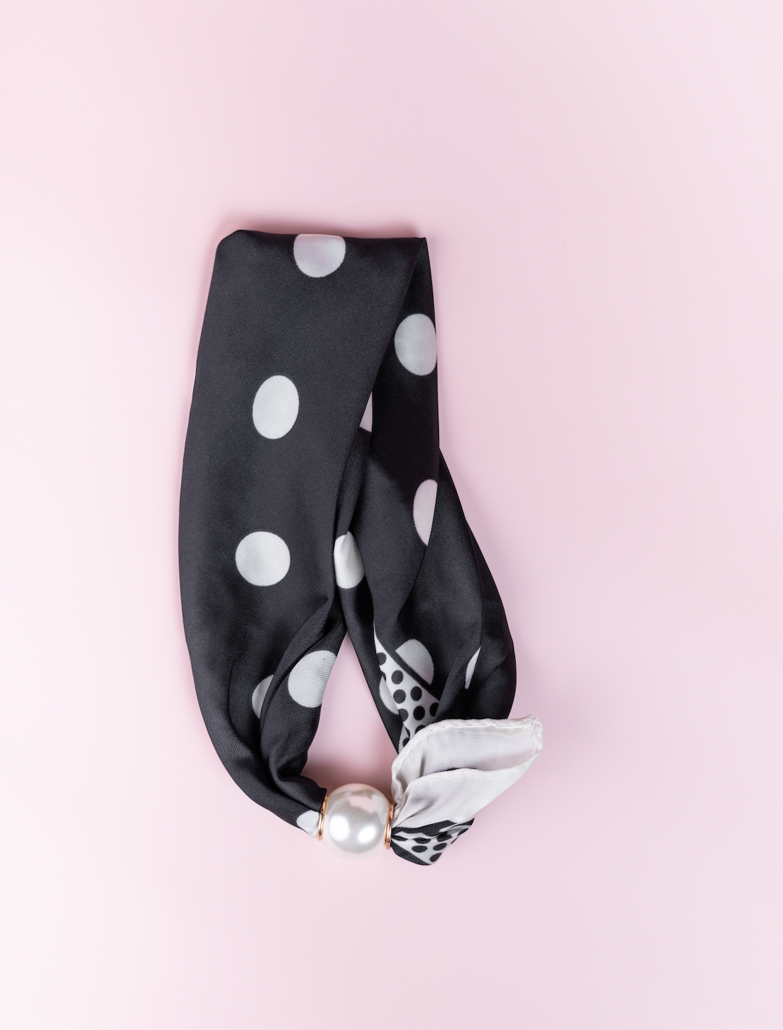 She Has Style Scarf - Black & White Polka Dot