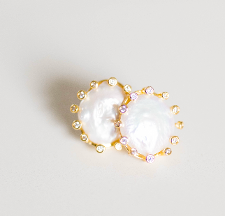 Monet Clear Pearl Stud Earring