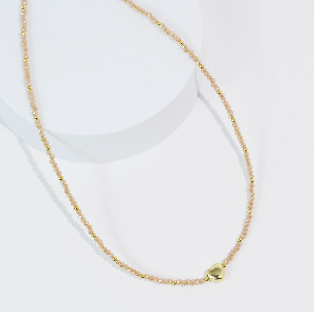 Tiny Gold Heartbeat Necklace - Nude